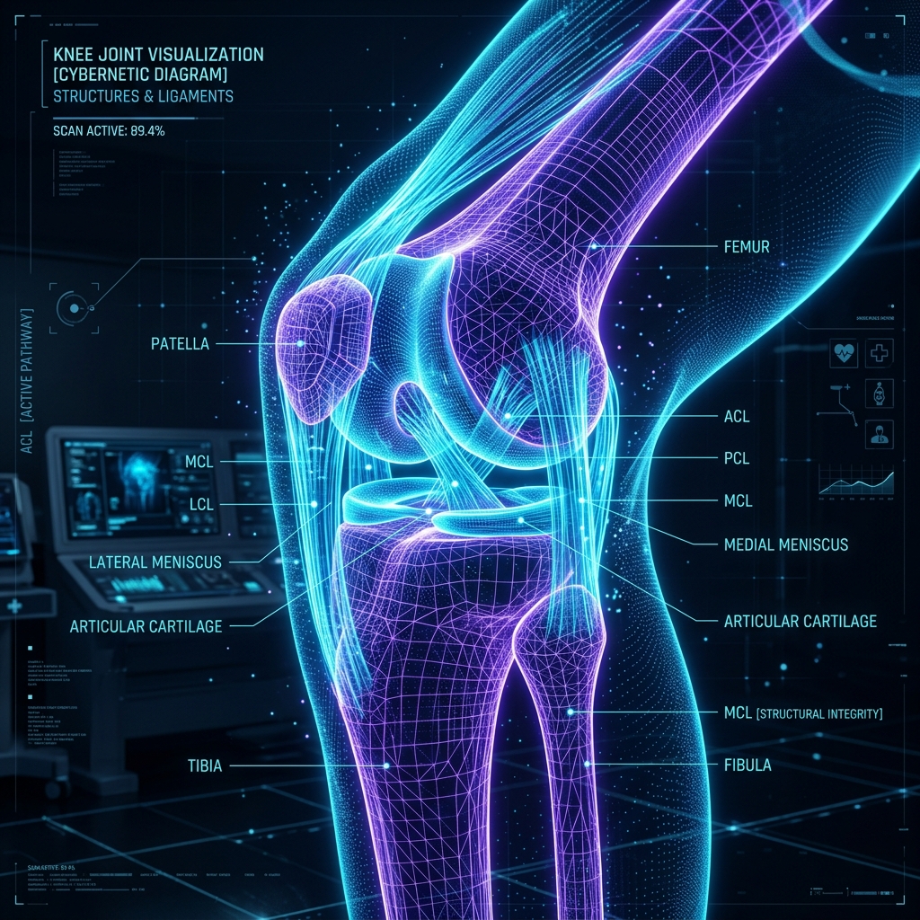 Visuele uitleg van knie en gewrichtszone